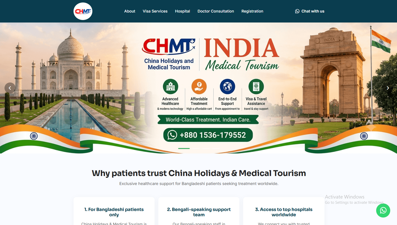 China Holidays medical tourism website homepage